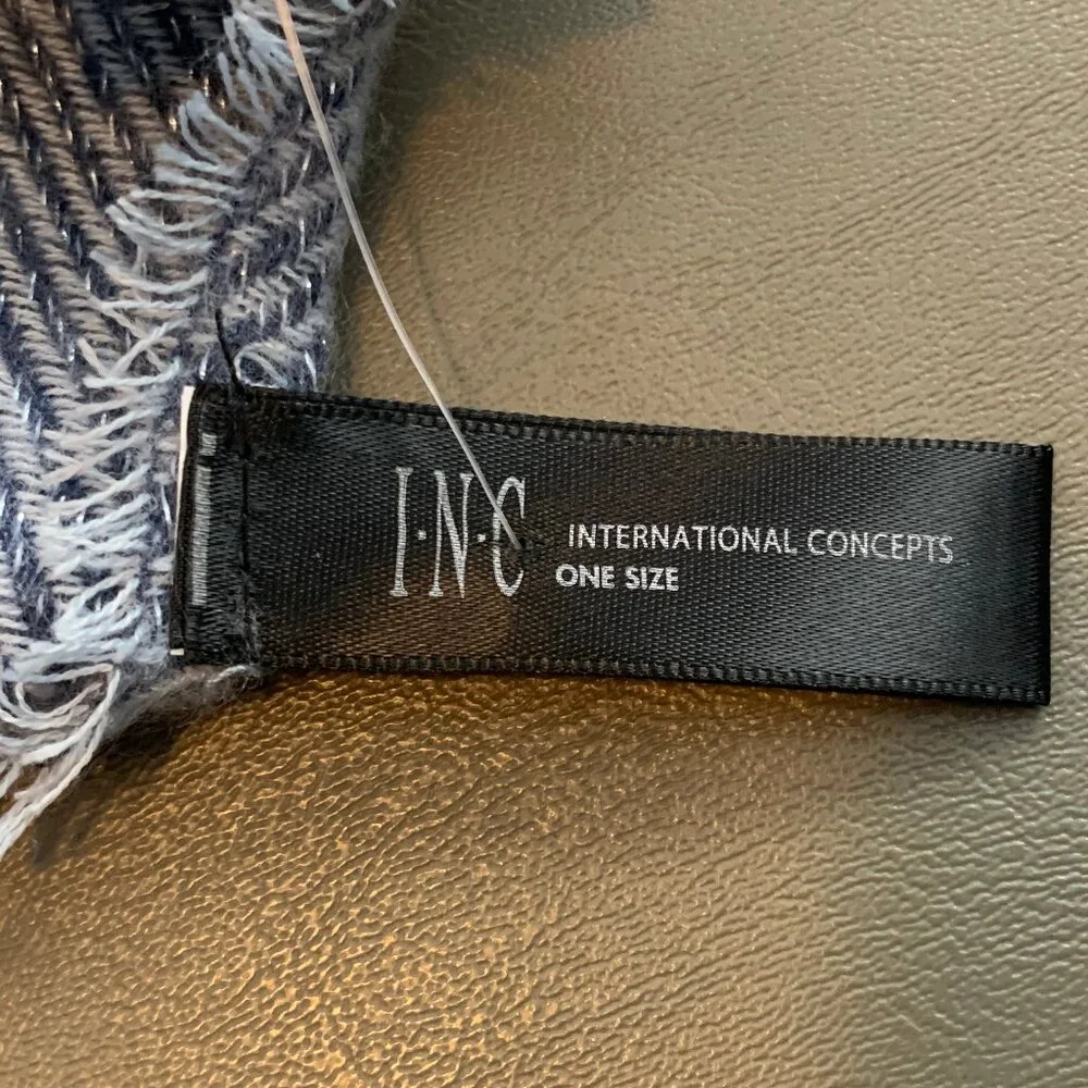 INC International Concepts Women's Two-Tone Shine Wrap Scarf, Navy Blue, OS